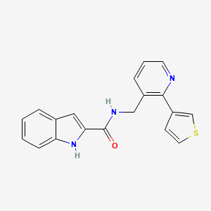 molecular formula C19H15N3OS B2533296 N-{[2-(噻吩-3-基)吡啶-3-基]甲基}-1H-吲哚-2-甲酰胺 CAS No. 2309745-40-0