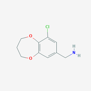 molecular formula C10H12ClNO2 B2533306 C-(9-Chloro-3,4-dihydro-2H-benzo[b][1,4]dioxepin-7-yl)-methylamine CAS No. 893725-12-7