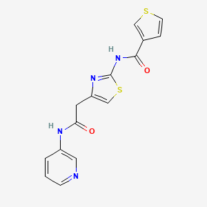 molecular formula C15H12N4O2S2 B2533313 N-(4-(2-oxo-2-(pyridin-3-ylamino)ethyl)thiazol-2-yl)thiophene-3-carboxamide CAS No. 1207032-43-6