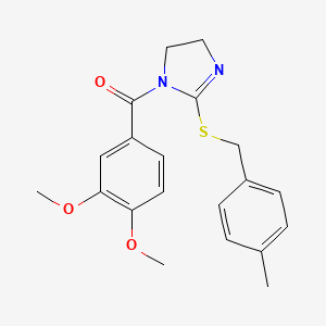 molecular formula C20H22N2O3S B2533315 (3,4-dimethoxyphenyl)(2-((4-methylbenzyl)thio)-4,5-dihydro-1H-imidazol-1-yl)methanone CAS No. 851804-95-0