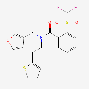molecular formula C19H17F2NO4S2 B2533316 2-((difluoromethyl)sulfonyl)-N-(furan-3-ylmethyl)-N-(2-(thiophen-2-yl)ethyl)benzamide CAS No. 1796962-38-3