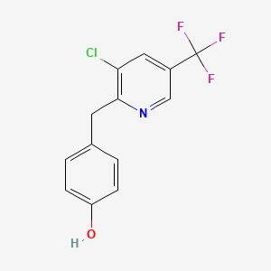 molecular formula C13H9ClF3NO B2533317 4-{[3-Chloro-5-(trifluoromethyl)-2-pyridinyl]-methyl}benzenol CAS No. 321432-62-6