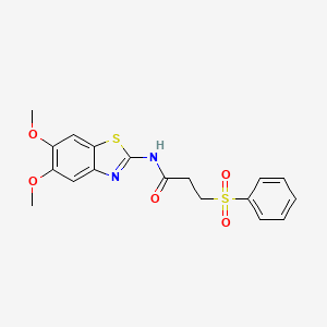3-(benzenesulfonyl)-N-(5,6-dimethoxy-1,3-benzothiazol-2-yl)propanamide