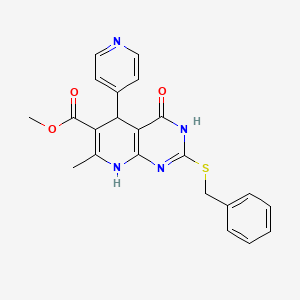 Methyl 2-(benzylthio)-7-methyl-4-oxo-5-(pyridin-4-yl)-3,4,5,8-tetrahydropyrido[2,3-d]pyrimidine-6-carboxylate