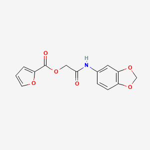 molecular formula C14H11NO6 B2533333 2-(1,3-苯并二氧杂环-5-基氨基)-2-氧代乙基 2-呋喃酸酯 CAS No. 387837-56-1