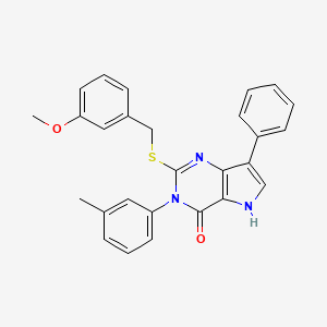 molecular formula C27H23N3O2S B2533334 2-((3-メトキシベンジル)チオ)-7-フェニル-3-(m-トリル)-3H-ピロロ[3,2-d]ピリミジン-4(5H)-オン CAS No. 1793882-30-0