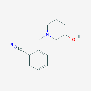 molecular formula C13H16N2O B2533345 2-((3-Hydroxypiperidin-1-yl)methyl)benzonitrile CAS No. 1223419-02-0