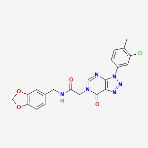 molecular formula C21H17ClN6O4 B2533361 N-(苯并[d][1,3]二氧杂环-5-基甲基)-2-(3-(3-氯-4-甲基苯基)-7-氧代-3H-[1,2,3]三唑并[4,5-d]嘧啶-6(7H)-基)乙酰胺 CAS No. 893929-43-6