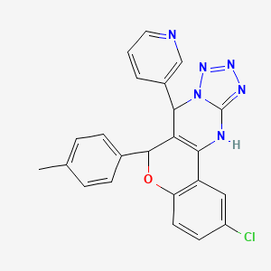 molecular formula C23H17ClN6O B2533364 2-chloro-7-(pyridin-3-yl)-6-(p-tolyl)-7,12-dihydro-6H-chromeno[4,3-d]tetrazolo[1,5-a]pyrimidine CAS No. 923681-02-1