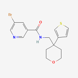 molecular formula C16H17BrN2O2S B2533372 5-bromo-N-((4-(thiophen-3-yl)tetrahydro-2H-pyran-4-yl)methyl)nicotinamide CAS No. 2320670-34-4