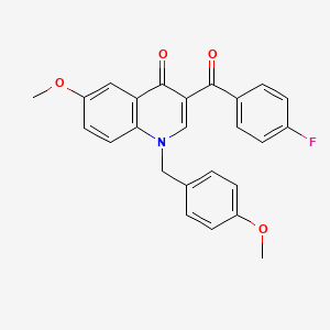 molecular formula C25H20FNO4 B2533373 3-(4-fluorobenzoyl)-6-methoxy-1-(4-methoxybenzyl)quinolin-4(1H)-one CAS No. 866588-41-2