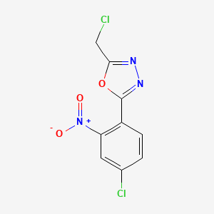 molecular formula C9H5Cl2N3O3 B2533376 2-(4-Chloro-2-nitrophenyl)-5-(chloromethyl)-1,3,4-oxadiazole CAS No. 1152521-09-9