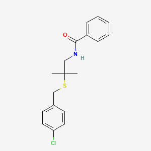 molecular formula C18H20ClNOS B2533380 N-{2-[(4-chlorobenzyl)sulfanyl]-2-methylpropyl}benzenecarboxamide CAS No. 303144-65-2