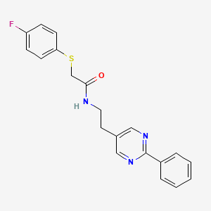 molecular formula C20H18FN3OS B2533389 2-((4-fluorophenyl)thio)-N-(2-(2-phenylpyrimidin-5-yl)ethyl)acetamide CAS No. 2034482-53-4