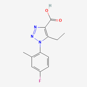 molecular formula C12H12FN3O2 B2533391 5-ethyl-1-(4-fluoro-2-methylphenyl)-1H-1,2,3-triazole-4-carboxylic acid CAS No. 1096980-53-8
