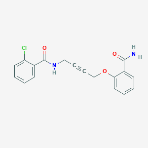 molecular formula C18H15ClN2O3 B2533394 N-(4-(2-carbamoylphenoxy)but-2-yn-1-yl)-2-chlorobenzamide CAS No. 1421449-15-1