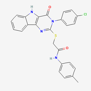 molecular formula C25H19ClN4O2S B2533395 2-[[3-(4-chlorophenyl)-4-oxo-5H-pyrimido[5,4-b]indol-2-yl]sulfanyl]-N-(4-methylphenyl)acetamide CAS No. 536714-68-8