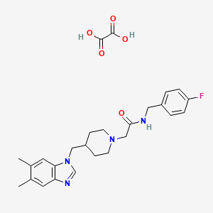 molecular formula C26H31FN4O5 B2533399 2-(4-((5,6-dimethyl-1H-benzo[d]imidazol-1-yl)methyl)piperidin-1-yl)-N-(4-fluorobenzyl)acetamide oxalate CAS No. 1351596-67-2