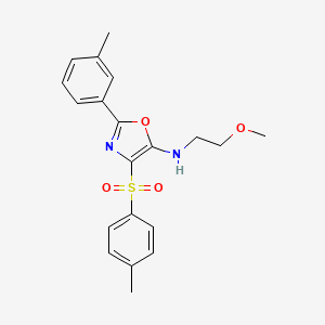 molecular formula C20H22N2O4S B2533400 N-(2-甲氧基乙基)-2-(间甲苯基)-4-甲苯磺酰氧唑-5-胺 CAS No. 862741-83-1