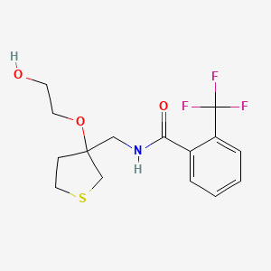 molecular formula C15H18F3NO3S B2533401 N-((3-(2-羟乙氧基)四氢噻吩-3-基)甲基)-2-(三氟甲基)苯甲酰胺 CAS No. 2309536-72-7