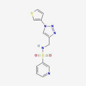molecular formula C12H11N5O2S2 B2533415 N-((1-(噻吩-3-基)-1H-1,2,3-三唑-4-基)甲基)吡啶-3-磺酰胺 CAS No. 2034386-77-9