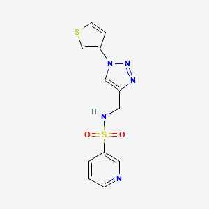 molecular formula C12H11N5O2S2 B2533415 N-((1-(thiophen-3-yl)-1H-1,2,3-triazol-4-yl)methyl)pyridine-3-sulfonamide CAS No. 2034386-77-9