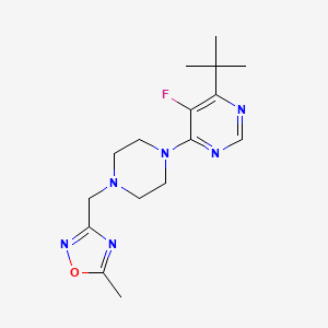 molecular formula C16H23FN6O B2533419 3-[[4-(6-Tert-butyl-5-fluoropyrimidin-4-yl)piperazin-1-yl]methyl]-5-methyl-1,2,4-oxadiazole CAS No. 2380174-14-9