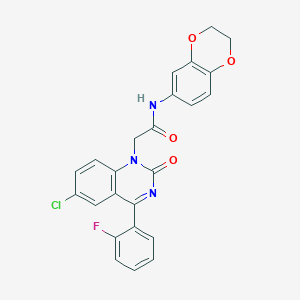 2-(6-chloro-4-(2-fluorophenyl)-2-oxoquinazolin-1(2H)-yl)-N-(2,3-dihydrobenzo[b][1,4]dioxin-6-yl)acetamide