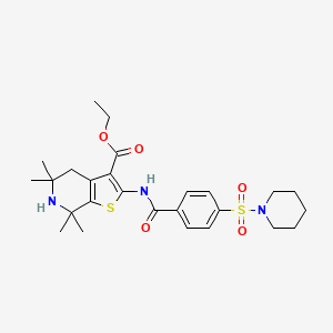 ethyl 5,5,7,7-tetramethyl-2-[4-(piperidine-1-sulfonyl)benzamido]-4H,5H,6H,7H-thieno[2,3-c]pyridine-3-carboxylate