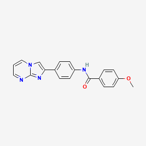 molecular formula C20H16N4O2 B2533428 N-(4-{咪唑并[1,2-a]嘧啶-2-基}苯基)-4-甲氧基苯甲酰胺 CAS No. 860785-37-1