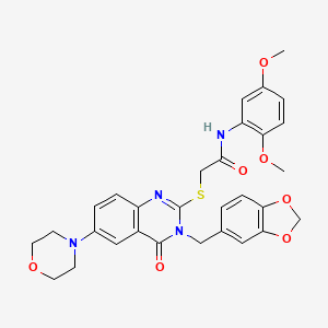 2-[3-(1,3-benzodioxol-5-ylmethyl)-6-morpholin-4-yl-4-oxoquinazolin-2-yl]sulfanyl-N-(2,5-dimethoxyphenyl)acetamide
