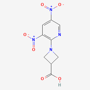 molecular formula C9H8N4O6 B2533438 1-(3,5-ジニトロピリジン-2-イル)アゼチジン-3-カルボン酸 CAS No. 866151-98-6