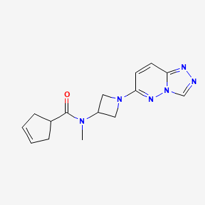 molecular formula C15H18N6O B2533440 N-甲基-N-(1-{[1,2,4]三唑并[4,3-b]哒嗪-6-基}氮杂环丁-3-基)环戊-3-烯-1-羧酰胺 CAS No. 2201165-20-8