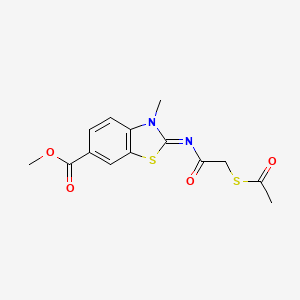 molecular formula C14H14N2O4S2 B2533446 (Z)-methyl 2-((2-(acetylthio)acetyl)imino)-3-methyl-2,3-dihydrobenzo[d]thiazole-6-carboxylate CAS No. 851716-48-8