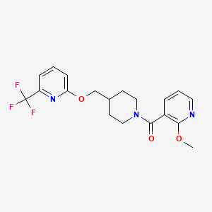molecular formula C19H20F3N3O3 B2533450 (2-Methoxypyridin-3-yl)-[4-[[6-(trifluoromethyl)pyridin-2-yl]oxymethyl]piperidin-1-yl]methanone CAS No. 2379993-53-8