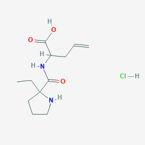 molecular formula C12H21ClN2O3 B2533451 盐酸2-[(2-乙基吡咯烷-2-基)甲酰胺基]戊-4-烯酸 CAS No. 1803570-21-9