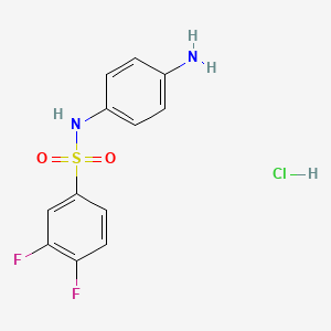 molecular formula C12H11ClF2N2O2S B2533453 Clorhidrato de N-(4-aminofenil)-3,4-difluorobenceno-1-sulfonamida CAS No. 1172718-05-6