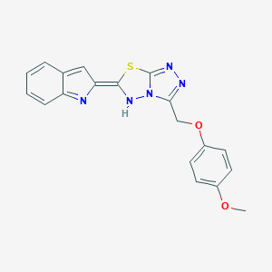 molecular formula C19H15N5O2S B253346 (6E)-6-indol-2-ylidene-3-[(4-methoxyphenoxy)methyl]-5H-[1,2,4]triazolo[3,4-b][1,3,4]thiadiazole 
