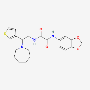 molecular formula C21H25N3O4S B2533460 N1-(2-(azepan-1-yl)-2-(thiophen-3-yl)ethyl)-N2-(benzo[d][1,3]dioxol-5-yl)oxalamide CAS No. 946356-15-6