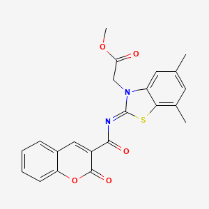 (Z)-methyl 2-(5,7-dimethyl-2-((2-oxo-2H-chromene-3-carbonyl)imino)benzo[d]thiazol-3(2H)-yl)acetate