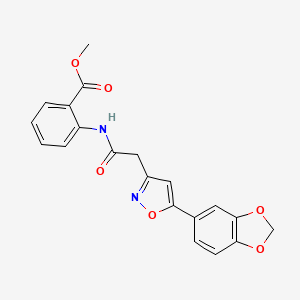 molecular formula C20H16N2O6 B2533466 2-(2-(5-(苯并[d][1,3]二氧杂环-5-基)异恶唑-3-基)乙酰氨基)苯甲酸甲酯 CAS No. 1172706-20-5