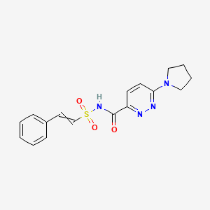 molecular formula C17H18N4O3S B2533485 N-(2-phenylethenesulfonyl)-6-(pyrrolidin-1-yl)pyridazine-3-carboxamide CAS No. 1424707-93-6