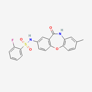 molecular formula C20H15FN2O4S B2533488 2-fluoro-N-(8-methyl-11-oxo-10,11-dihydrodibenzo[b,f][1,4]oxazepin-2-yl)benzenesulfonamide CAS No. 922137-96-0