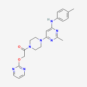 molecular formula C22H25N7O2 B2533501 1-(4-(2-Methyl-6-(p-tolylamino)pyrimidin-4-yl)piperazin-1-yl)-2-(pyrimidin-2-yloxy)ethanone CAS No. 1251564-32-5