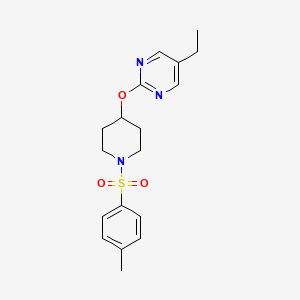molecular formula C18H23N3O3S B2533508 5-Ethyl-2-[1-(4-methylphenyl)sulfonylpiperidin-4-yl]oxypyrimidine CAS No. 2380145-26-4
