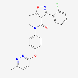 molecular formula C23H19ClN4O3 B2533513 3-(2-chlorophenyl)-N,5-dimethyl-N-(4-((6-methylpyridazin-3-yl)oxy)phenyl)isoxazole-4-carboxamide CAS No. 1207003-20-0