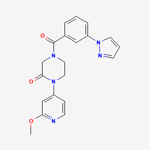 molecular formula C20H19N5O3 B2533521 1-(2-Methoxypyridin-4-yl)-4-(3-pyrazol-1-ylbenzoyl)piperazin-2-one CAS No. 2380185-06-6
