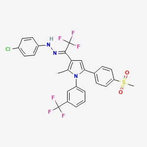 molecular formula C27H20ClF6N3O2S B2533523 4-氯-N-[(Z)-[2,2,2-三氟-1-[2-甲基-5-(4-甲基磺酰基苯基)-1-[3-(三氟甲基)苯基]吡咯-3-基]乙叉基]氨基]苯胺 CAS No. 338749-40-9