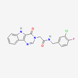 molecular formula C19H14ClFN4O2 B2533532 N-(3-chloro-4-fluorobenzyl)-2-(4-oxo-4,5-dihydro-3H-pyrimido[5,4-b]indol-3-yl)acetamide CAS No. 1189660-08-9