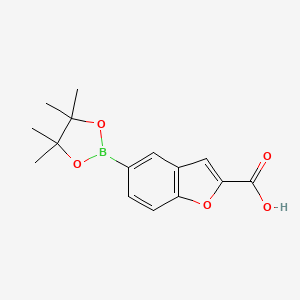 molecular formula C15H17BO5 B2533545 Ácido 5-(tetrametil-1,3,2-dioxaborolan-2-il)-1-benzofuran-2-carboxílico CAS No. 2377609-29-3